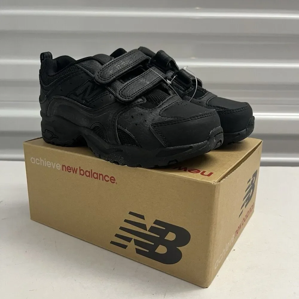 New Balance 622 SZ 11 X W Toddler Black Leather Hook & Loop Sneakers Shoes